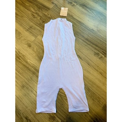 Naked Wardrobe Baby Mama Lavender Purple Sleeveless Romper Mock Neck Bodysuit S