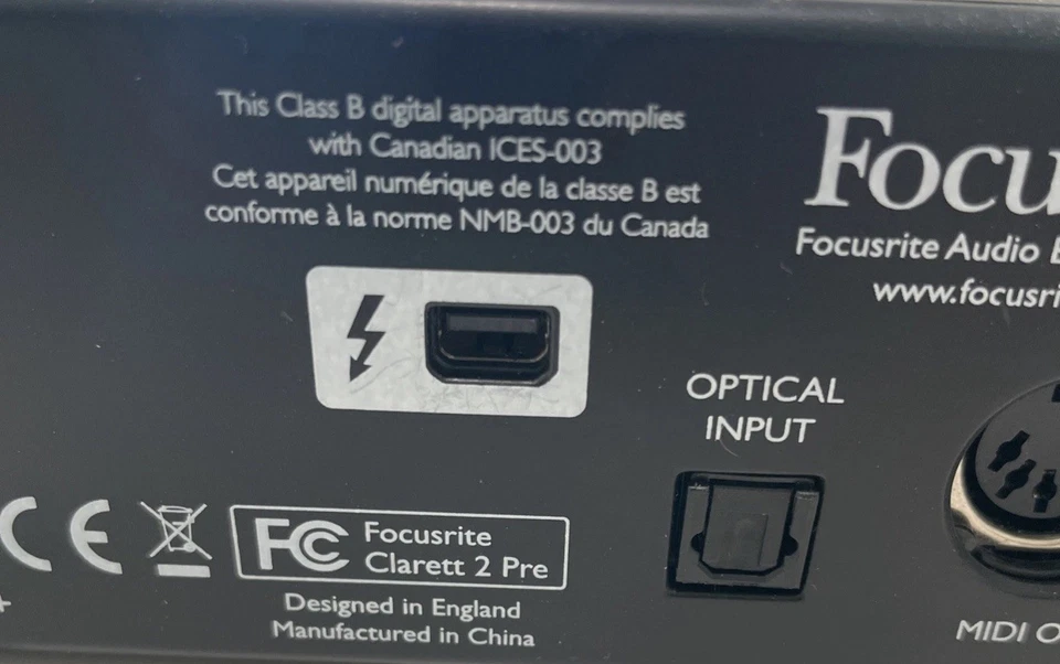 Focusrite Clarett 2Pre Thunderbolt Audio Interface **With Cable And Adapter** - Image 3 of 4