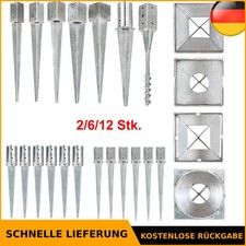 2-12x Einschlagh&uuml;lsen Bodenh&uuml;lse Bodenanker Rund/ Vierkant Verzinkter Stahl