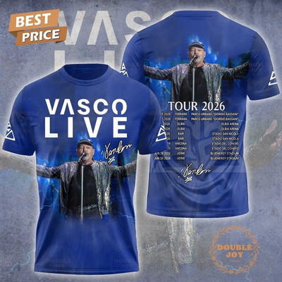Vasco Rossi Tour 2026 Special Edition Blue AOP T Shirt Size S-5XL