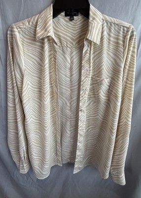 The Limited Women's Beige Animal Print Collared Blouse Size S
