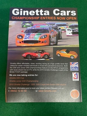 GINETTA CARS CHAMPIONSHIP ENTRYS 2010 G50 CUP G40 G20 ADVERT A4 FILE XXV