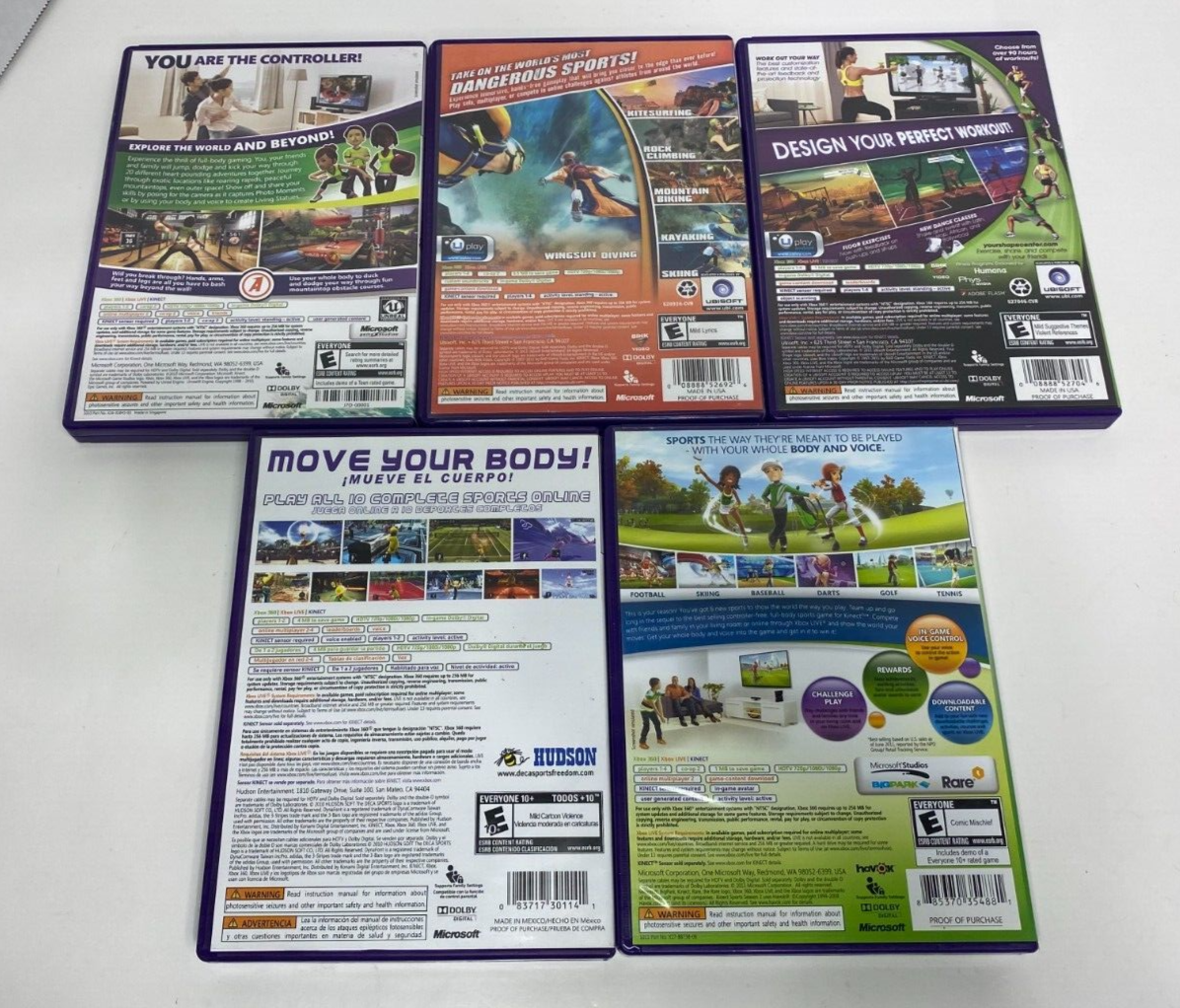 5 Lot Xbox 360 Kinect Games Adventures Motor Sports Adrenaline
