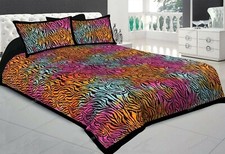 Stripes Traditional Cotton Bedding Sheet With Pillow Cover Multi Printed 90x108