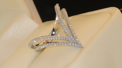 V Shape Enhancer Ring 925 Sterling Silver 2.26Ct Round Cut Simulated Diamond