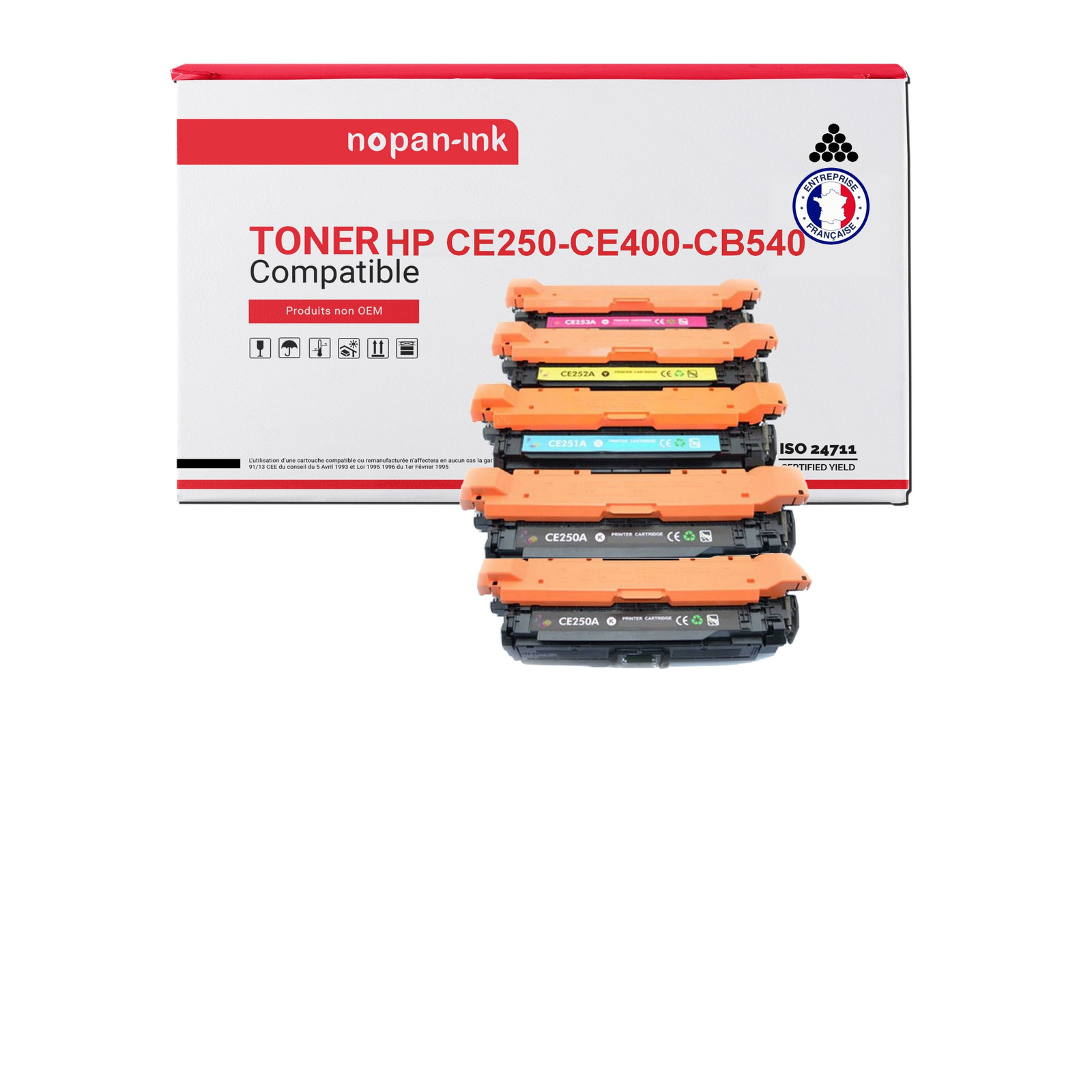 Cartouche CE400X CE401A CE403A CE402A lot de 5 toners compatibles pour HP LaserJet