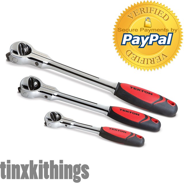 Swivel Head Ratchet 3pc Set 1/4 3/8 1/2in Drive Mechanic Craftsman Hand