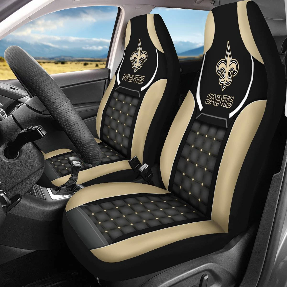 Car Seat Cover Seat Protector 2Pc with New Orleans Saints
