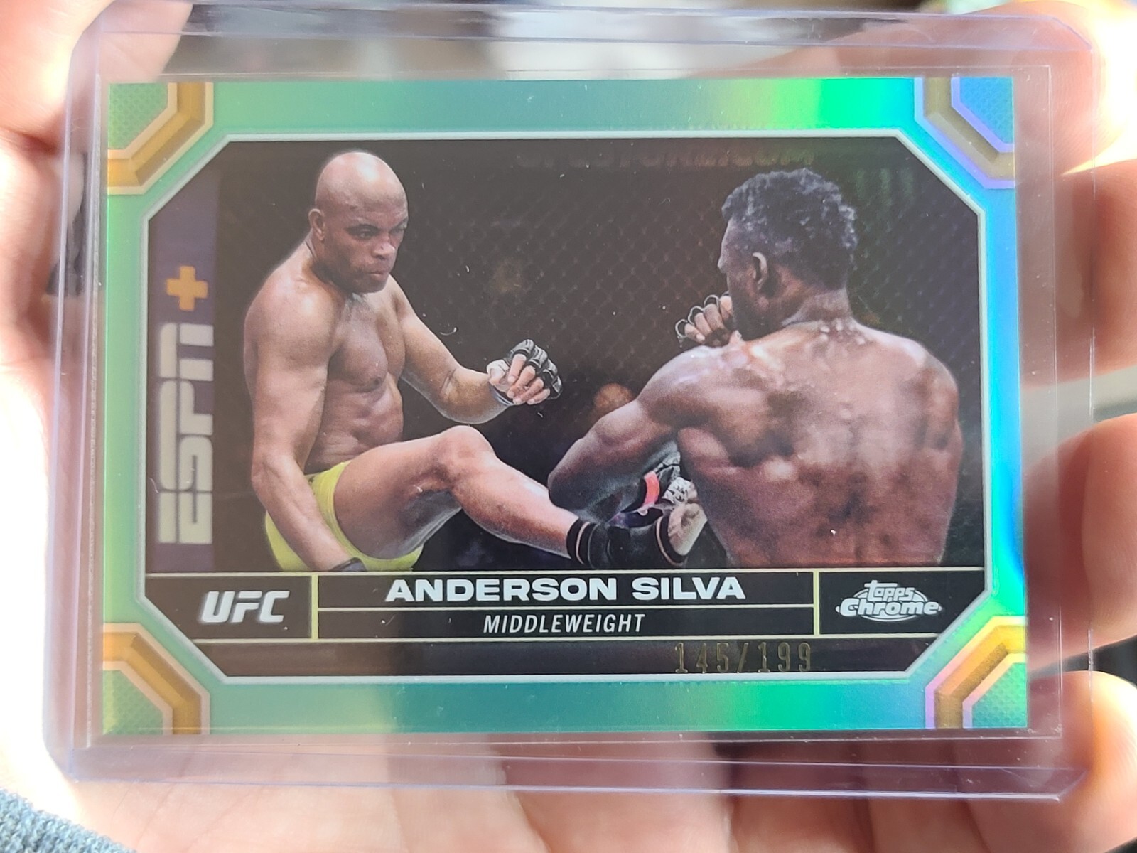 Anderson Silva 2024 Topps Chrome UFC Aqua Refractor 145/199 #17 Middleweight