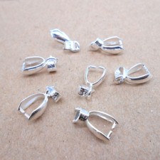 10PCS SIZE M 925 Sterling Silver Bail Connector Bale Pinch Clasp Pendant Making