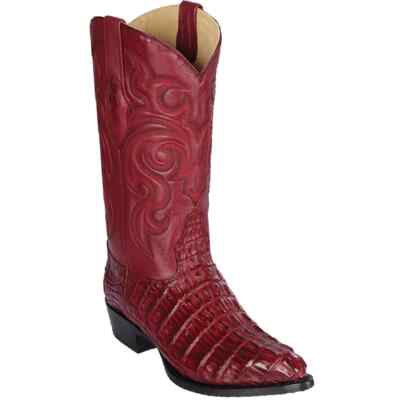 LOS ALTOS BURGUNDY GENUINE CROCODILE CAIMAN TAIL J-TOE WESTERN BOOT D 990106