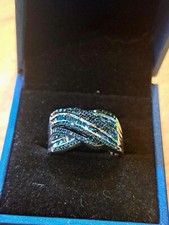 Blue Diamond IR Ring in rhodium Platinim over Sterling Silver 0.50 ctw....