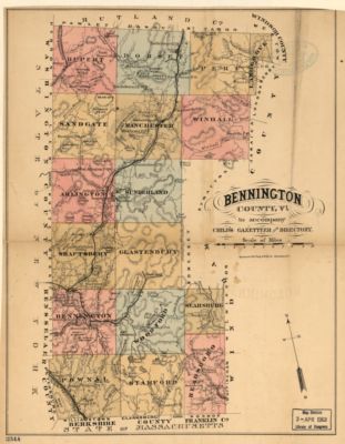 18'' x 24'' 1880 Map Of Bennington County Vermont To Accompany Child's Gazettee
