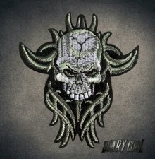 New Skull Tribal Iron On Embroidered Gothic Biker Patch