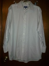 Sean John Men's Shirt White tan black stripe Size 17 23-33 Extra Large