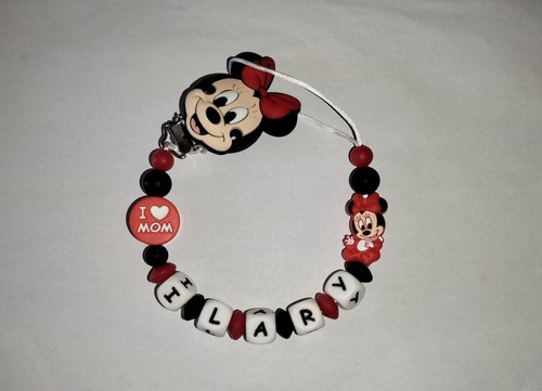 Catenella Portaciuccio Bambina Minnie Con Nome in Silicone Personalizzata Bimba - Foto 10 di 11