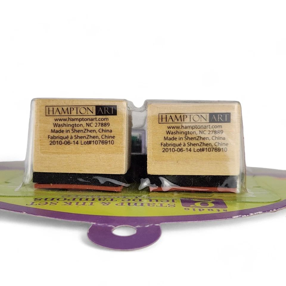 Juego de estampillas de goma y tinta Studio G Robot arte Hampton estampillas nuevas de madera de 1x1 pulgada Foto 3 de 4