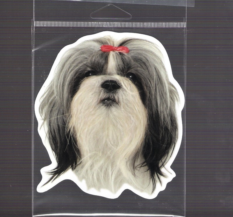 Shih Tzu with Bow 4 inch face magnet for car or anything metal     New