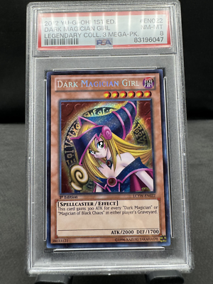 Yugioh PSA 8 Dark Magician Girl LCYW-EN022 (Secret Rare) 1st Ed