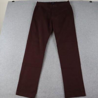 J Crew Pants Mens 32x34 Sutton Chino Slim Straight Cotton Flat Front Maroon
