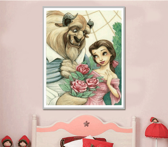 5d Full Diamond Painting Kits Diy Beauty And Beast Rose Art Hand Embroidery Kits Ebay