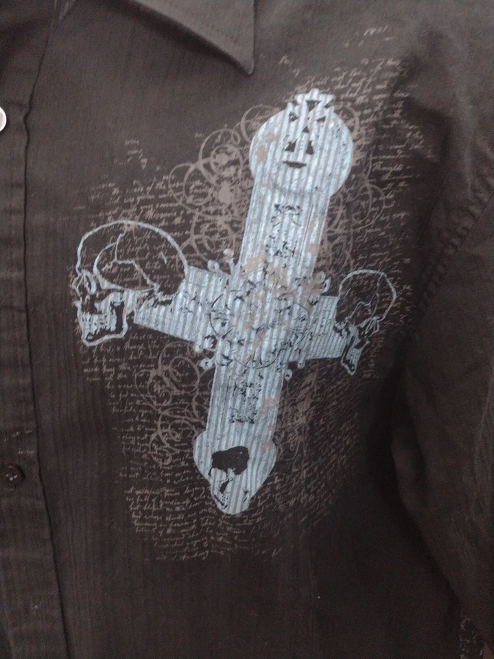 Vtg Eighty Eight Cyber Y2K Long Sleeve Button Up Shirt Size M Blue Black - Image 3 of 4