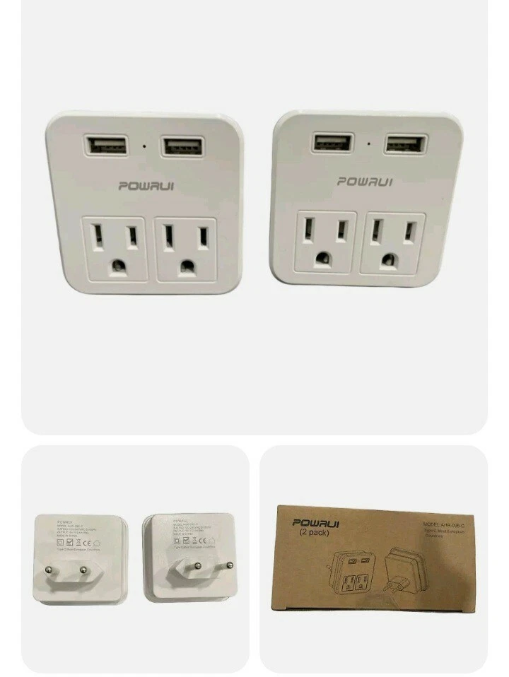2 POWRUI USB Wall Charger Surge Protector AHR-095-C Output 5V Type C European - Image 2 of 4