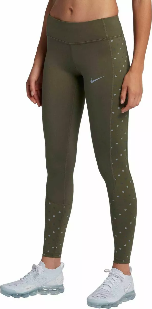 Women's Nike Power Racer Flash Running Tights Olive Green Size