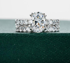 Wedding Ring Set for Women, Cubic Zirconia, Platinum Plated, Sterling Silver