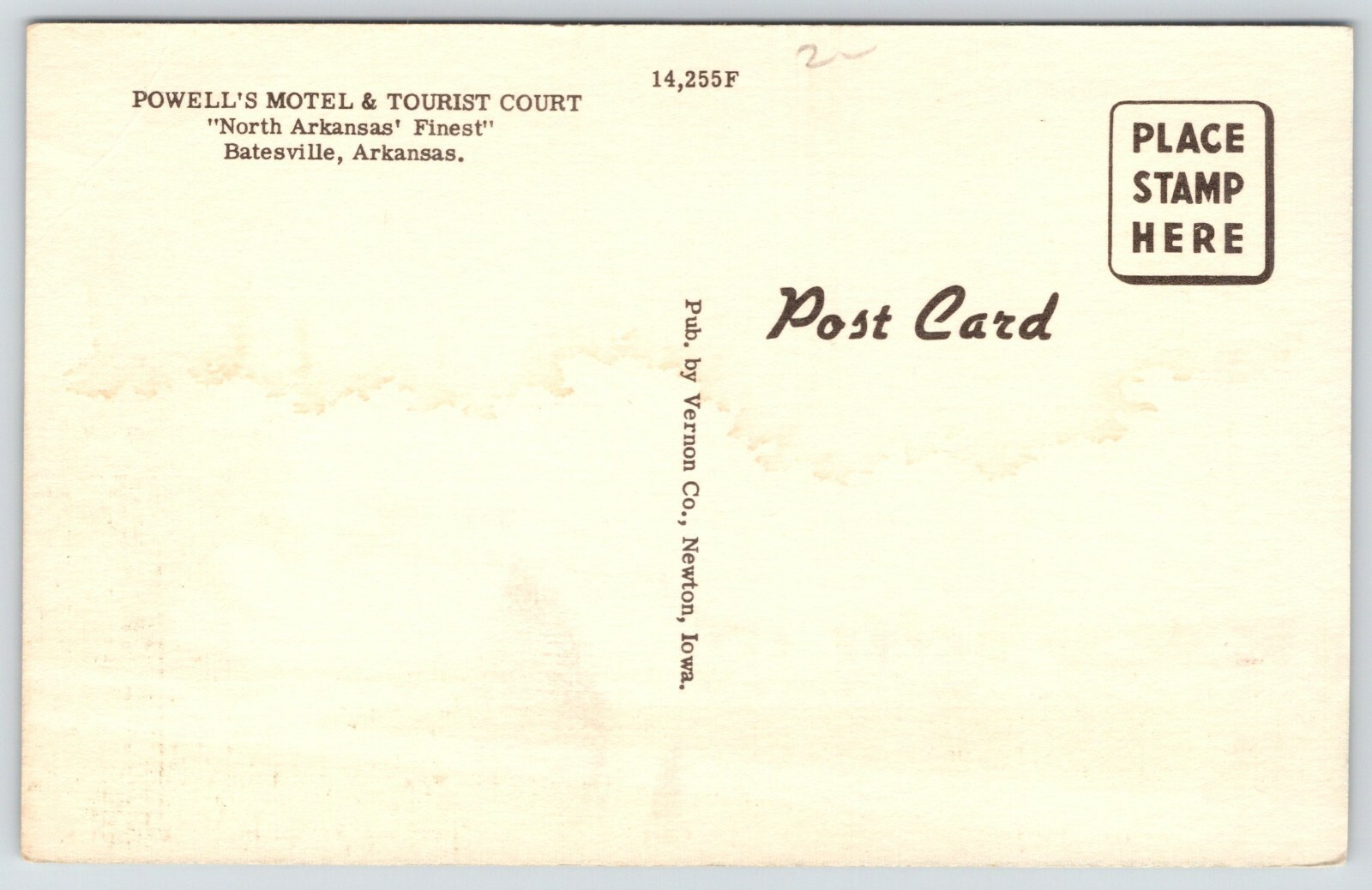 Batesville AR~Powell's Motel~Tourist Court~1940s Linen Roadside~Vernon Newton IA