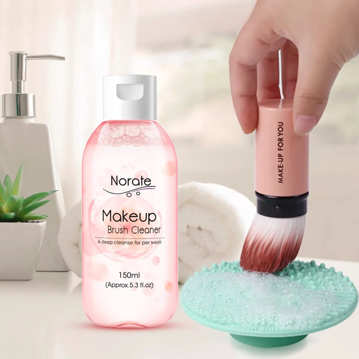 Norate Makeup Brush Cleaner Solution Gentle Liquid 5.3oz for Brushes  Sponges