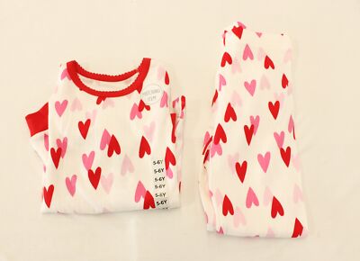 Dunnes Stores Girls Knit Matching Pajama Set SG1 Heart Size 5-6 Years NWT