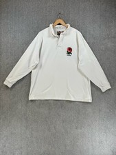 England Cotton Traders Rugby Shirt Mens XXL White England Long  Sleeve Vintage