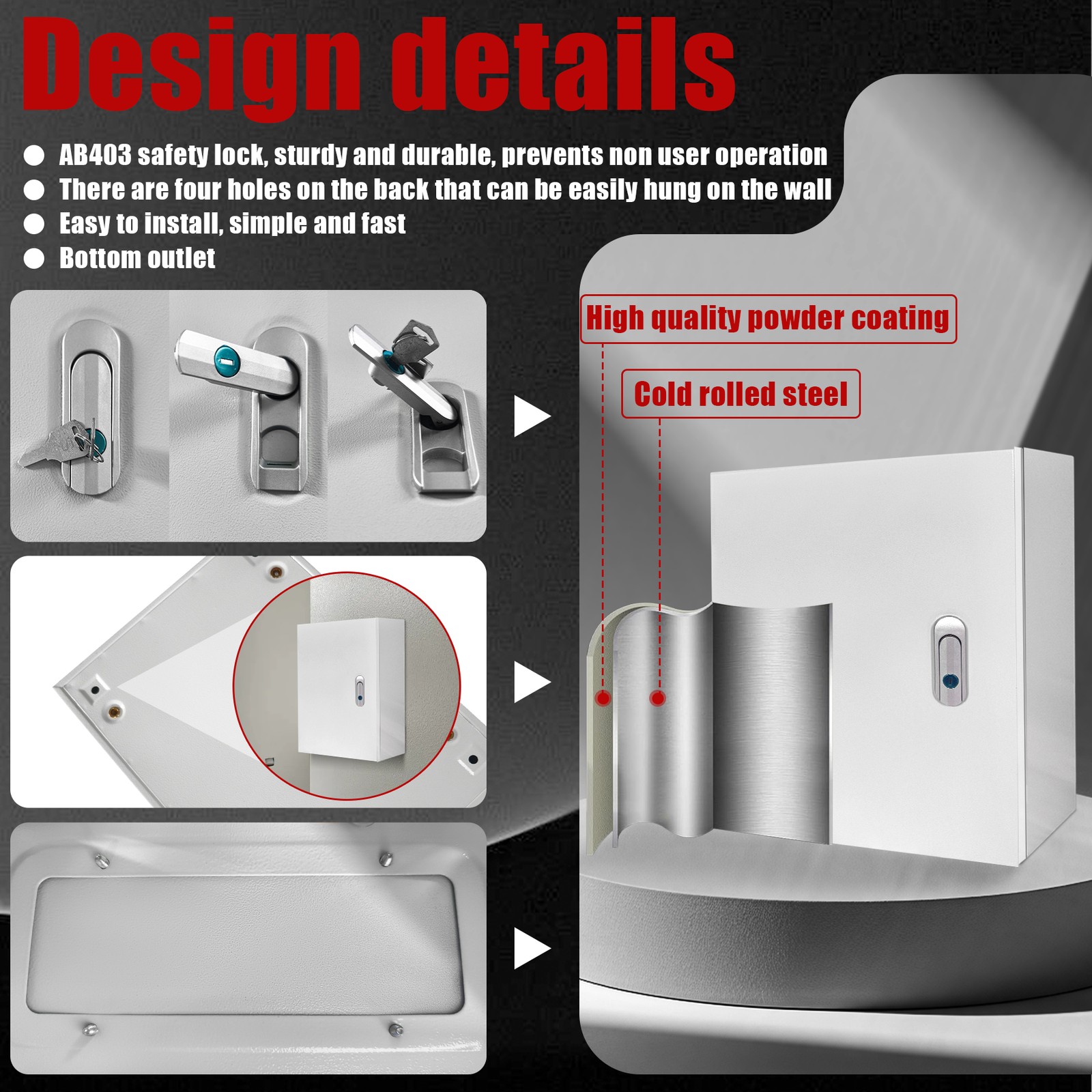 12'' 16'' 20'' Steel Electrical Enclosure IP65 Wall Mount Junction Box Outdoor