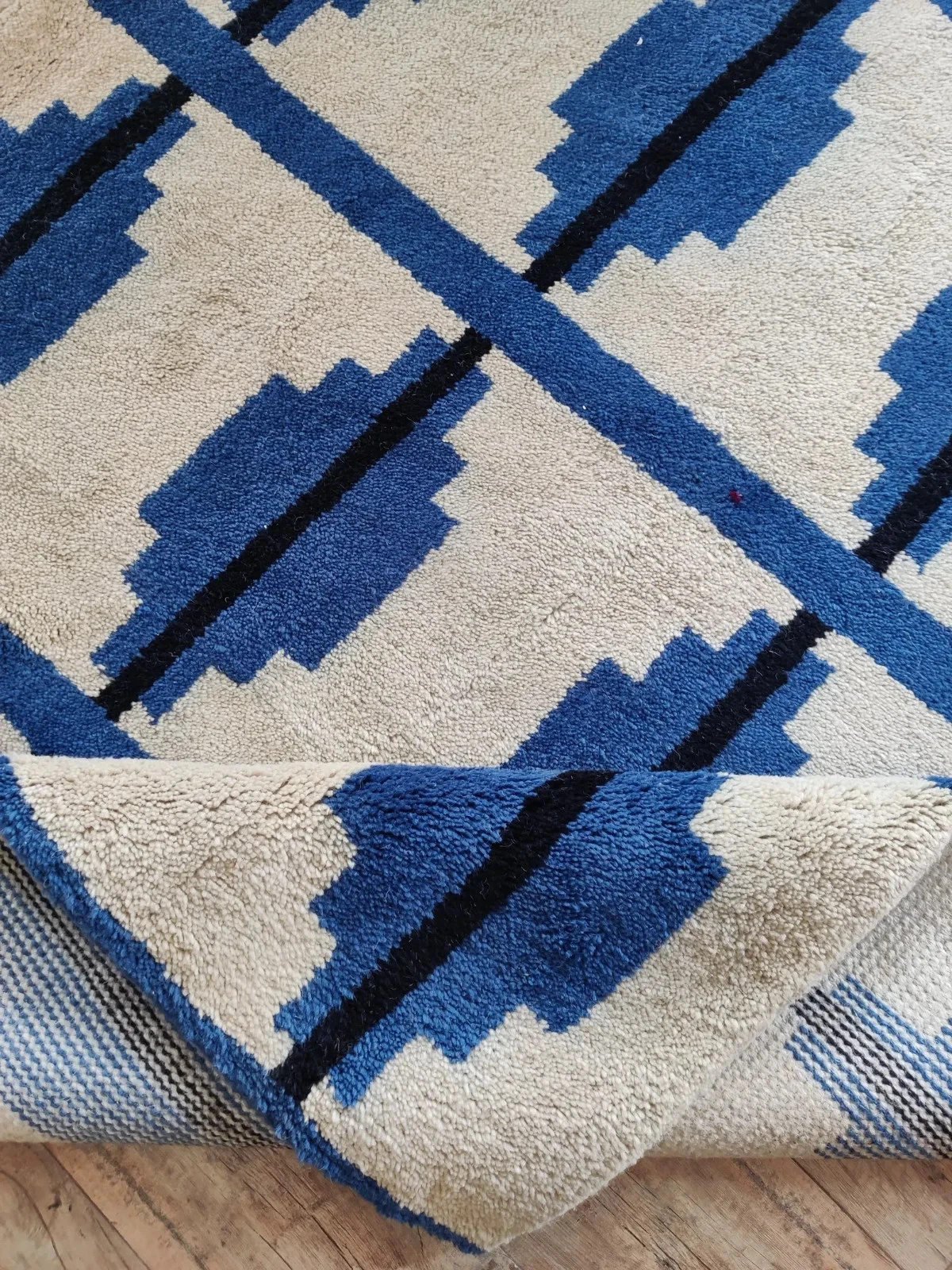 Wool Pet-Friendly Moroccan Area Home Decor Rug, Handmade Tribal Geometric Boho