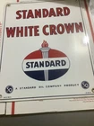 VINTAGE 51 STANDARD WHITE CROWN GASOLINE 15" PORCELAIN METAL OIL SIGN PUMP PLATE