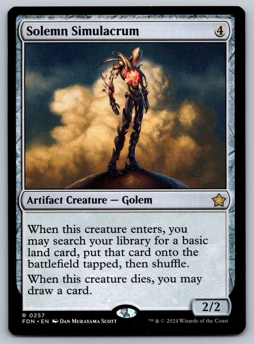 Magic: The Gathering Foundations Solemn Simulacrum Rare 257 Near Mint