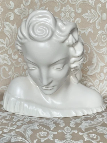 1940s Stangl Art Pottery Deco 7" Blanc de Chine Lady Head Vase 3149