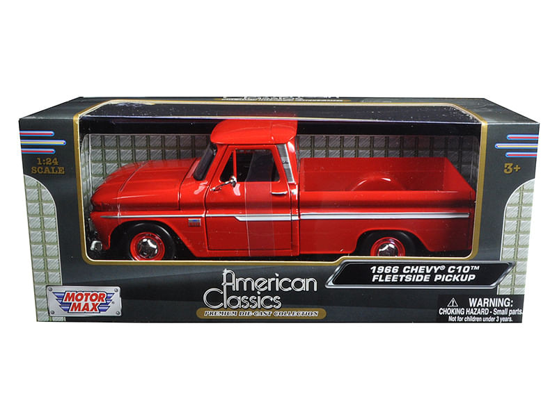 1966 Chevrolet C10 Fleetside Red 1/24 Diecast Model Truck by Motormax