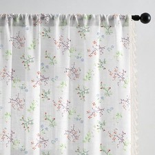 Floral Curtains Farmhouse 52"W x 63"L Pack of 2 New Tassel Farmhouse Floral