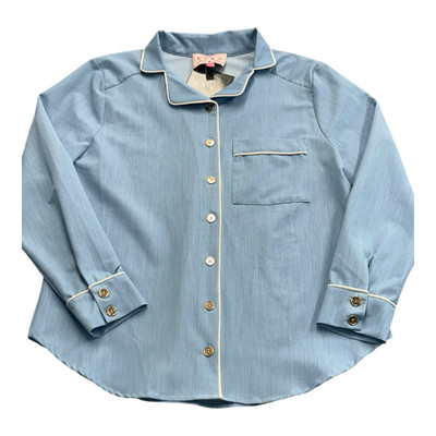 Buru Women's Size Medium Blue Denim Chambray Mel Pajama Blouse Top