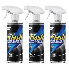 Flash Auto Glass and Mirror Cleaner Spray, 3 x 500ml, Streak-Free, Clear Shine