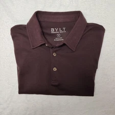 BYLT Premium Basics Polo Shirt Mens Medium Maroon Fawn Casual Knit Stretch Golf