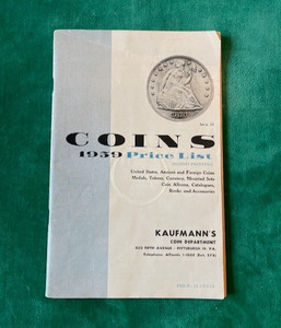 1959 Kaufmann's Coin Department - Pittsburgh PA - Coin Price List - see pictures