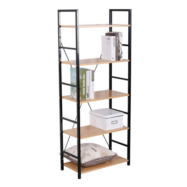 Standregal BüCherregal Lagerregal Haushaltsregal 5 Ablagen Holz Stahl Rgb9308Hei-image