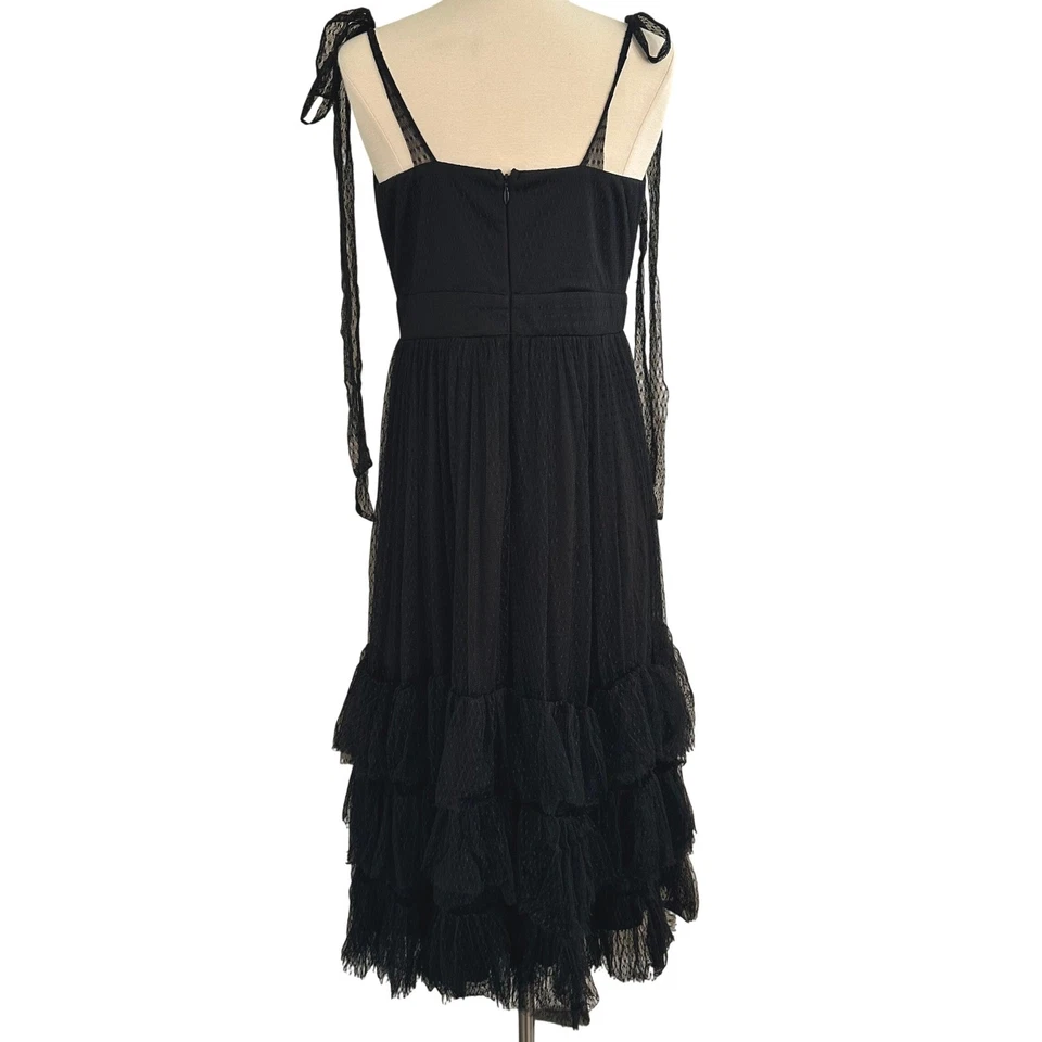 Vestido LULUS Midi Cautivador Estético Negro Malla Punto Suizo XL Cóctel Fiesta Foto 4 de 4
