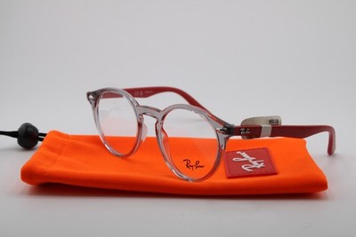 NEW RAY-BAN JUNIOR RB 1594 3812 CLEAR RED ROUND AUTHENTIC EYEGLASSES 44-19