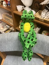 Vintage CA Plush Long Leg Green Black Spotted Frog Stuffed Animal Free shipping