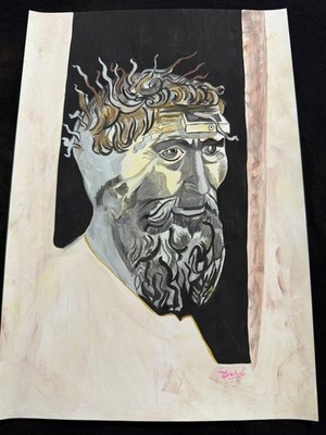 SALVADOR DALI   drawing and painting on old paper signed stamped vintage