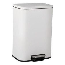 Stainless Steel 8 Gallon Step Trash Can with Soft-Close Lid - White Finish